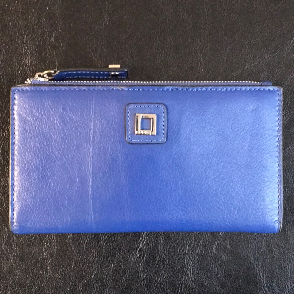 Lodis Women’s Blue Leather Wallet - Like New/Smoke & Pet Free